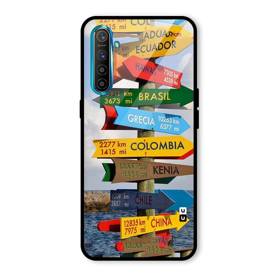 Travel Directions Glass Back Case for Realme X2