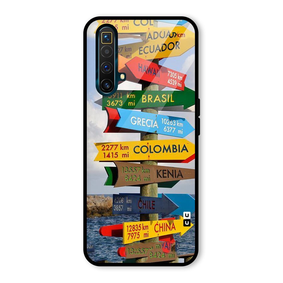 Travel Directions Glass Back Case for Realme X3