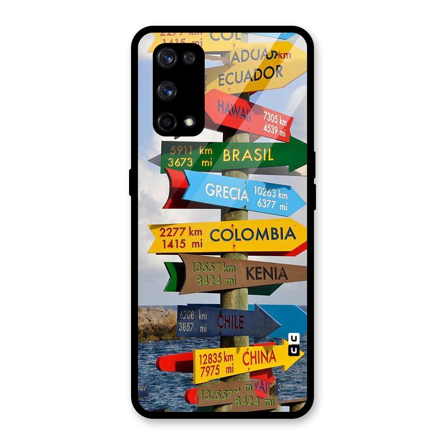 Travel Directions Glass Back Case for Realme X7 Pro