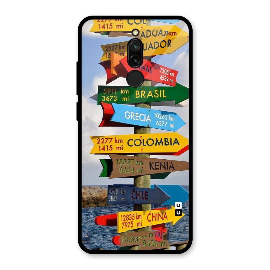 Travel Directions Glass Back Case for Redmi 8