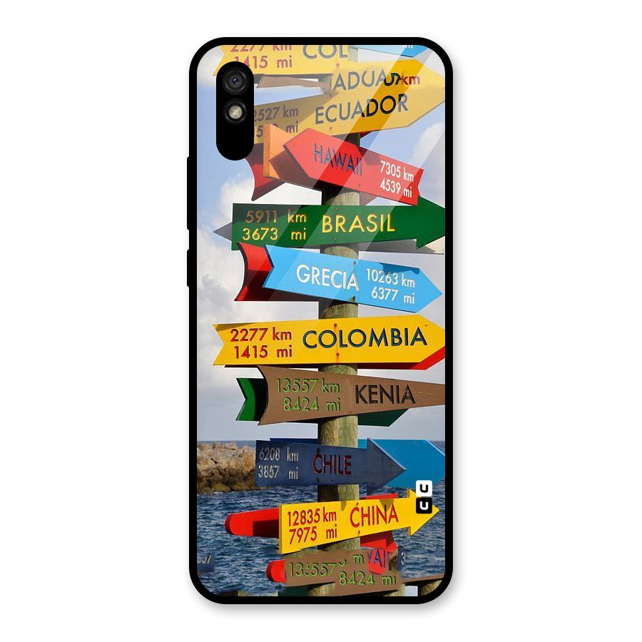Travel Directions Glass Back Case for Redmi 9i