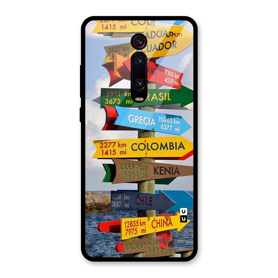 Travel Directions Glass Back Case for Redmi K20 Pro