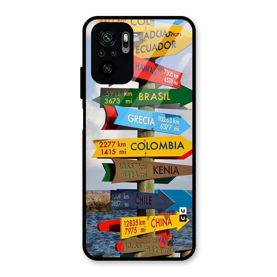 Travel Directions Glass Back Case for Redmi Note 10S