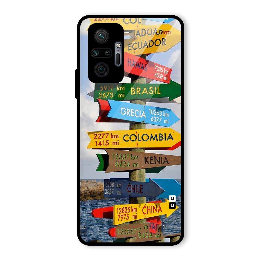 Travel Directions Glass Back Case for Redmi Note 10 Pro