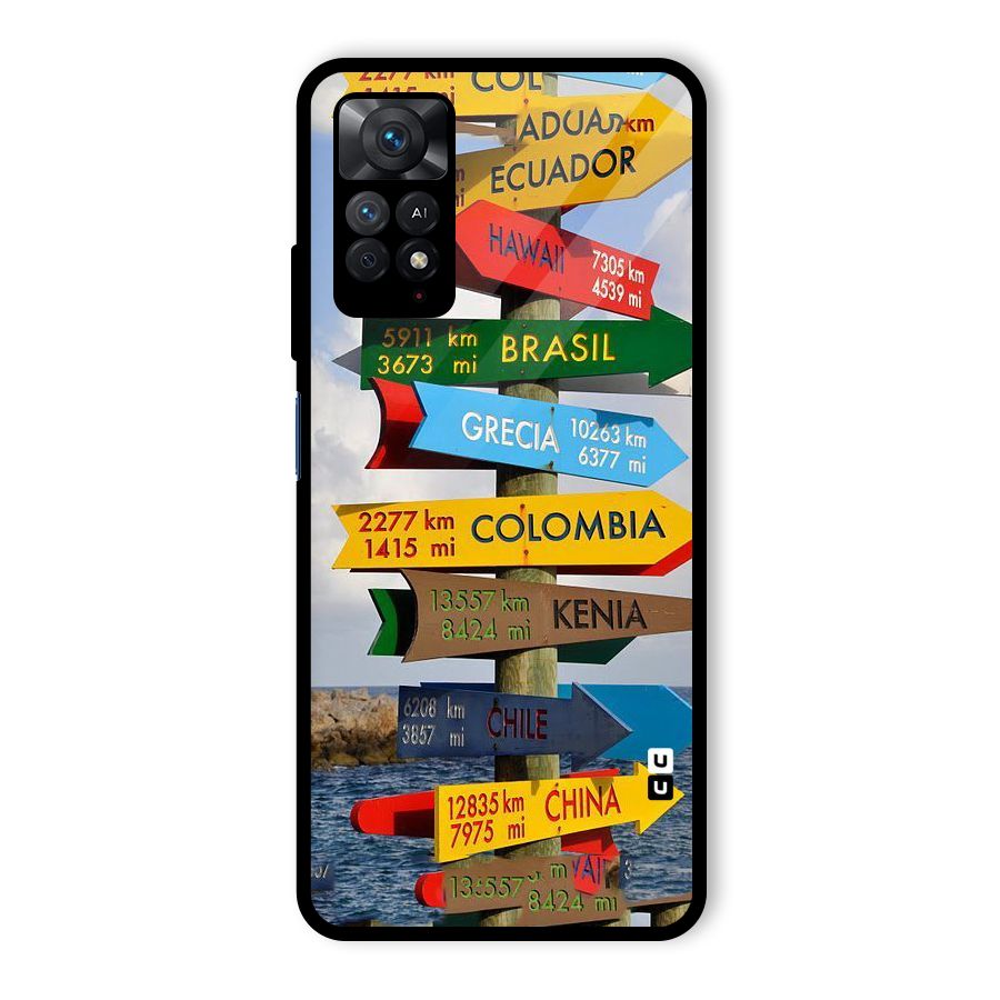 Travel Directions Glass Back Case for Redmi Note 11 Pro