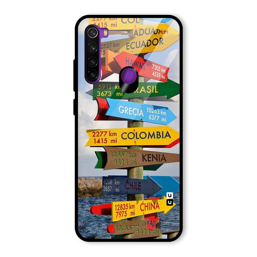 Travel Directions Glass Back Case for Redmi Note 8
