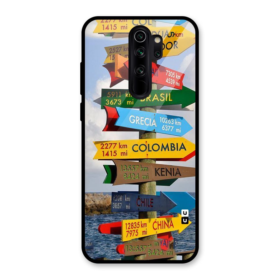 Travel Directions Glass Back Case for Redmi Note 8 Pro