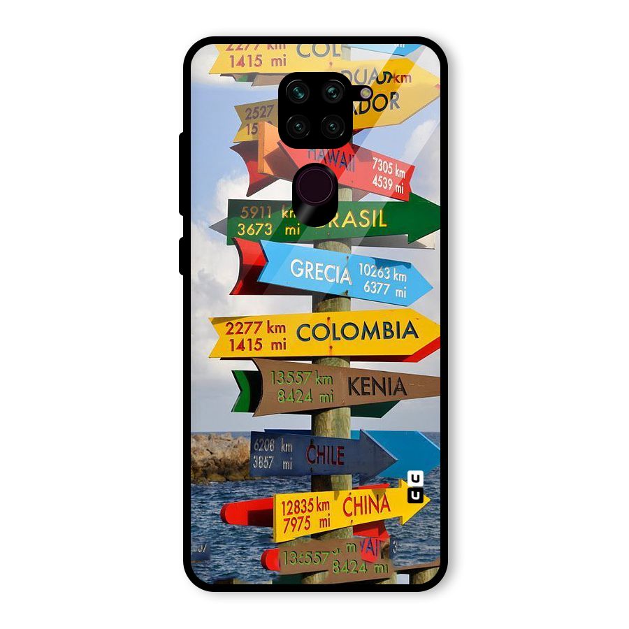 Travel Directions Glass Back Case for Redmi Note 9
