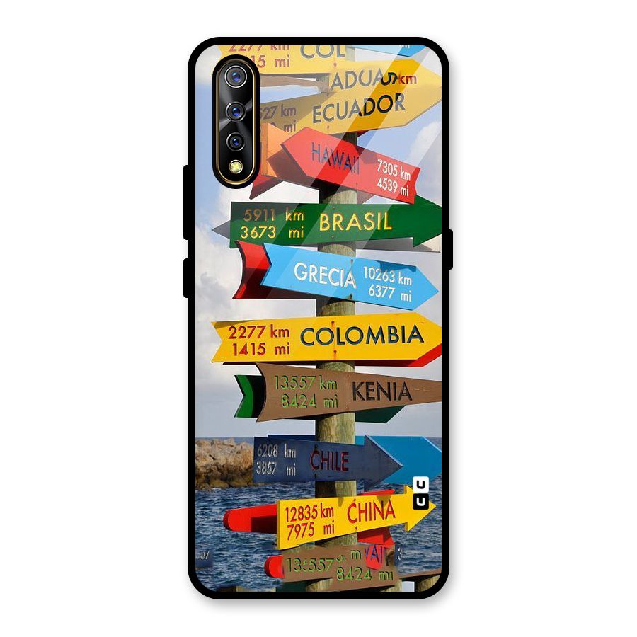 Travel Directions Glass Back Case for Vivo S1