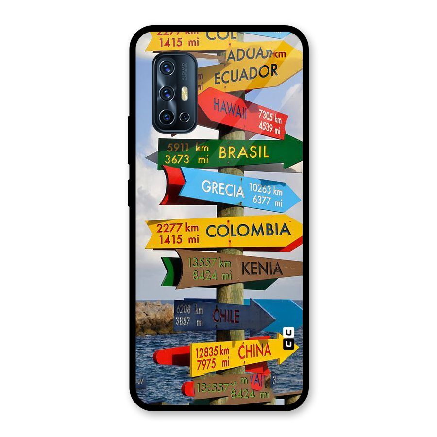 Travel Directions Glass Back Case for Vivo V17