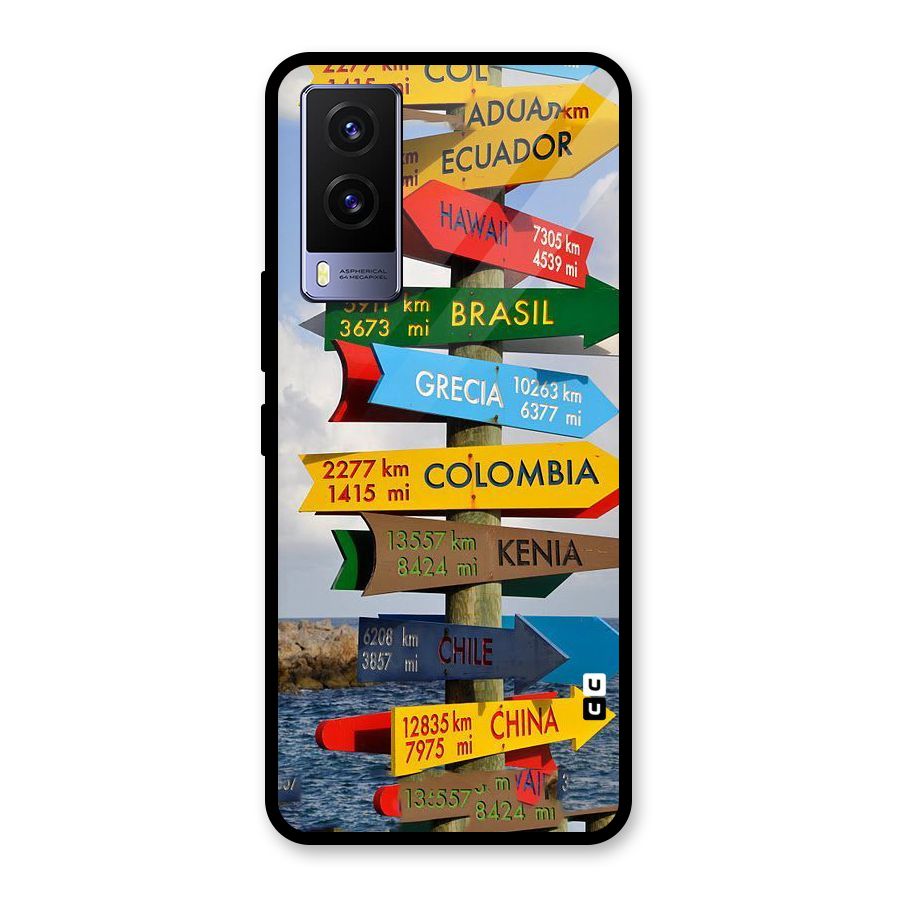 Travel Directions Glass Back Case for Vivo V21e 5G