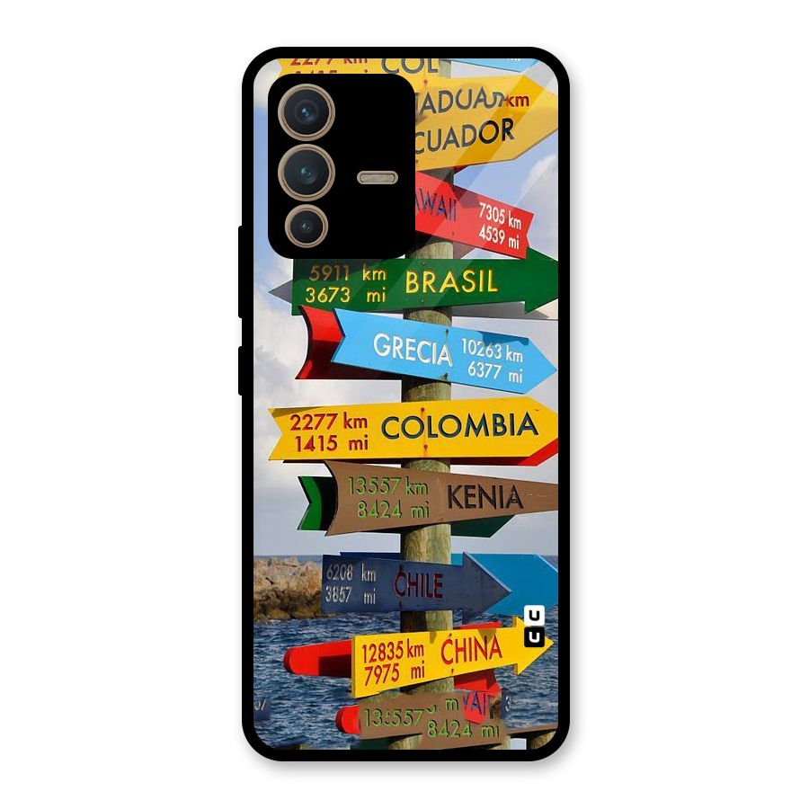 Travel Directions Glass Back Case for Vivo V23 5G
