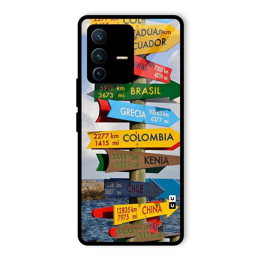 Travel Directions Glass Back Case for Vivo V23 Pro