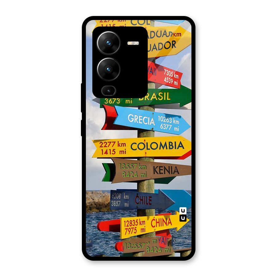 Travel Directions Glass Back Case for Vivo V25 Pro