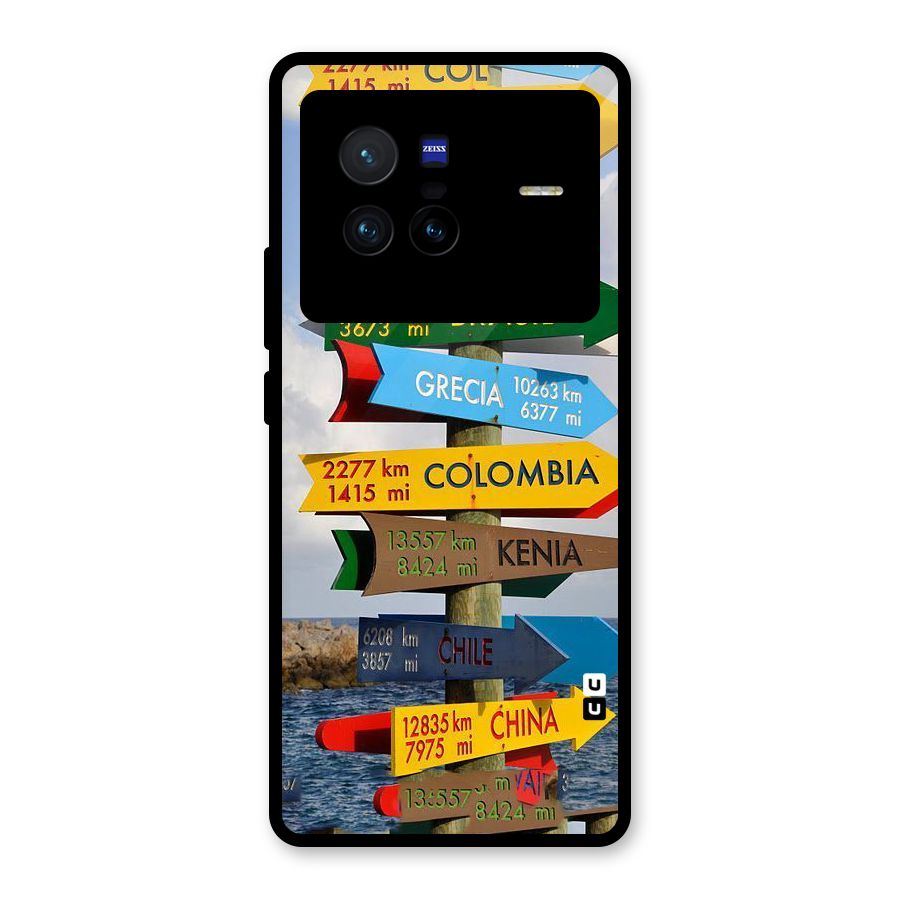 Travel Directions Glass Back Case for Vivo X80
