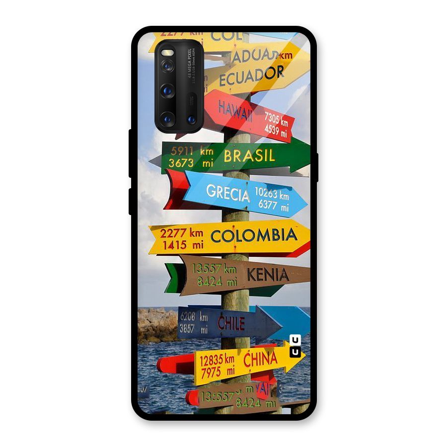 Travel Directions Glass Back Case for Vivo iQOO 3