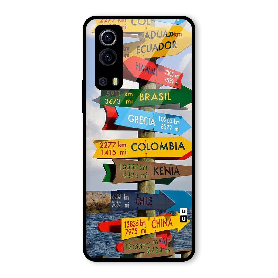 Travel Directions Glass Back Case for Vivo iQOO Z3