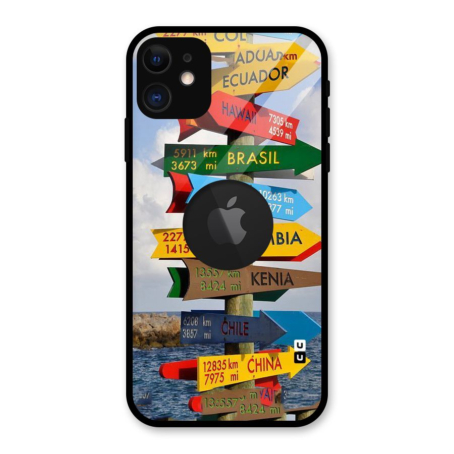 Travel Directions Glass Back Case for iPhone 11 Logo Cut