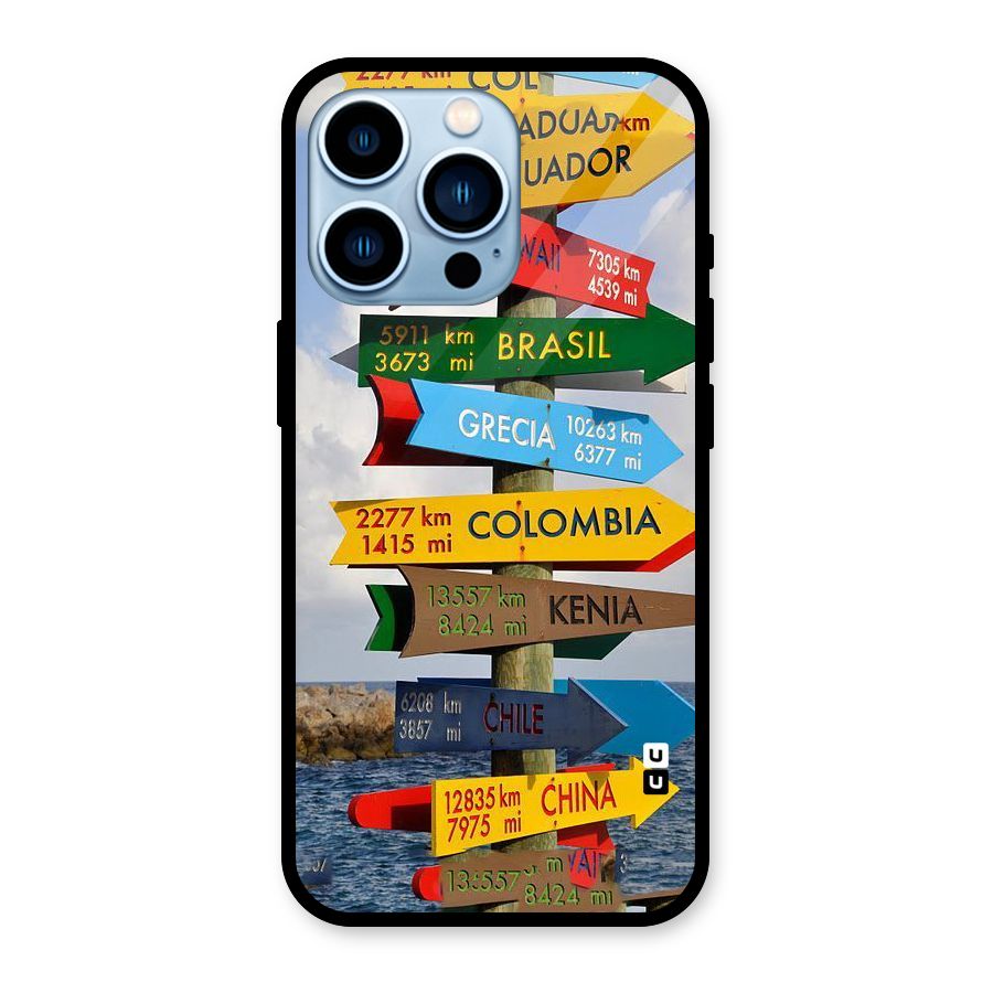 Travel Directions Glass Back Case for iPhone 13 Pro
