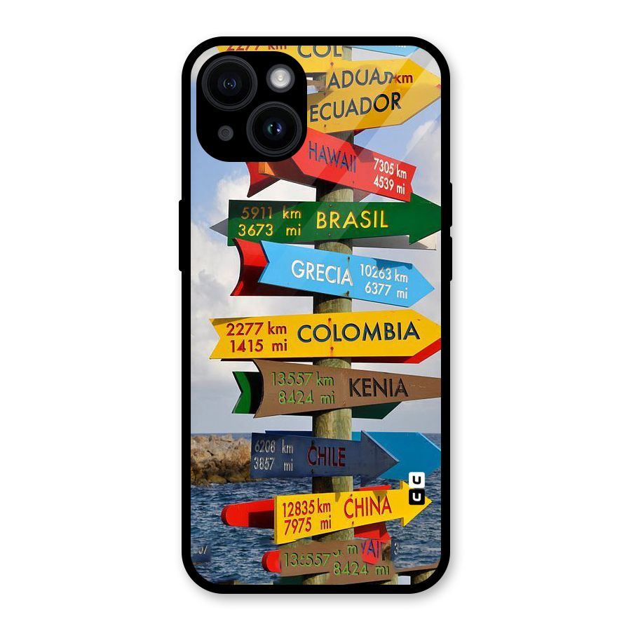 Travel Directions Glass Back Case for iPhone 14
