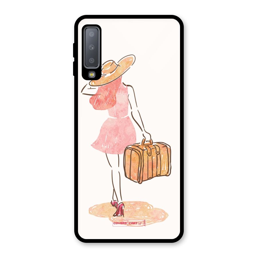 Travel Girl Glass Back Case for Galaxy A7 (2018)