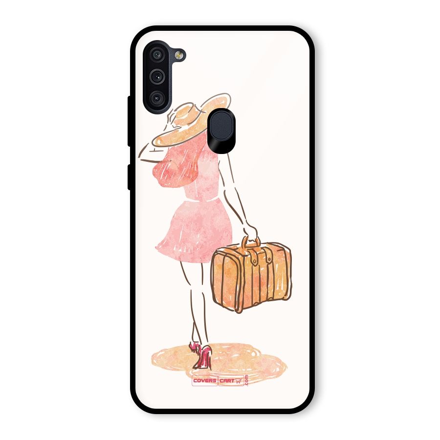 Travel Girl Glass Back Case for Galaxy M11