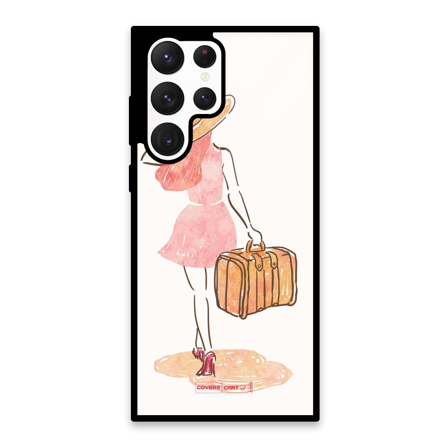 Travel Girl Glass Back Case for Galaxy S22 Ultra 5G