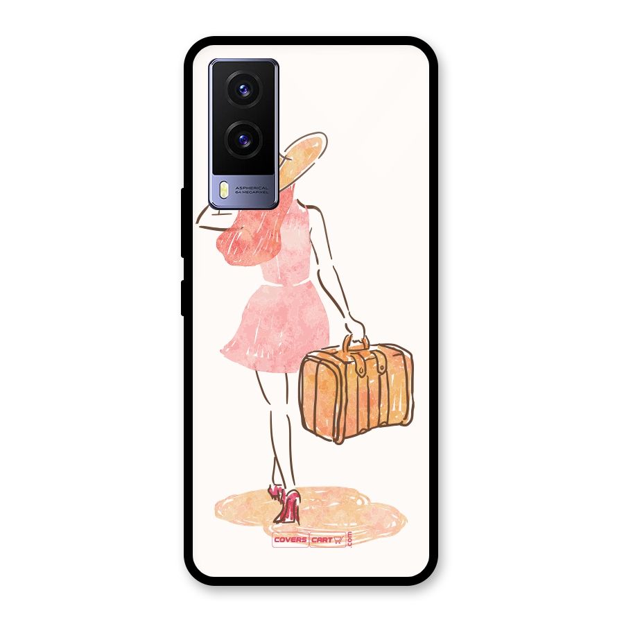 Travel Girl Glass Back Case for Vivo V21e 5G