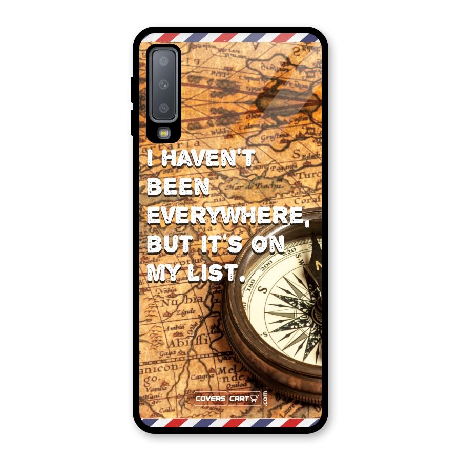 Travel Map Glass Back Case for Galaxy A7 (2018)