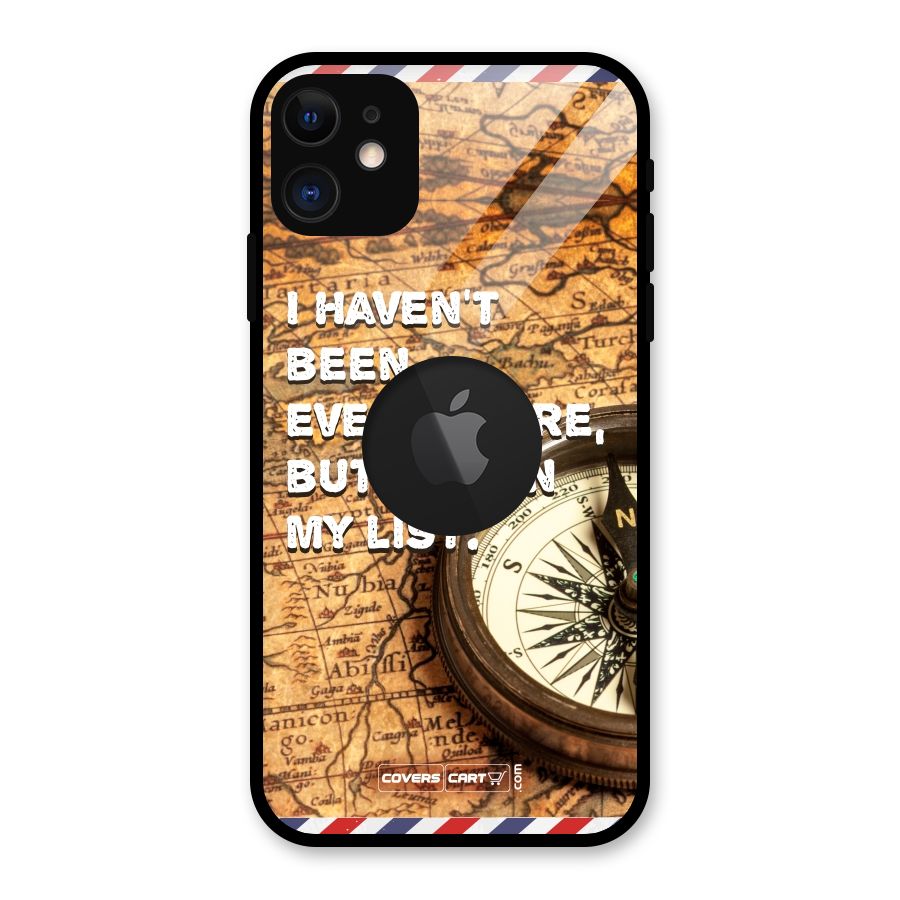 Travel Map Glass Back Case for iPhone 11 Logo Cut