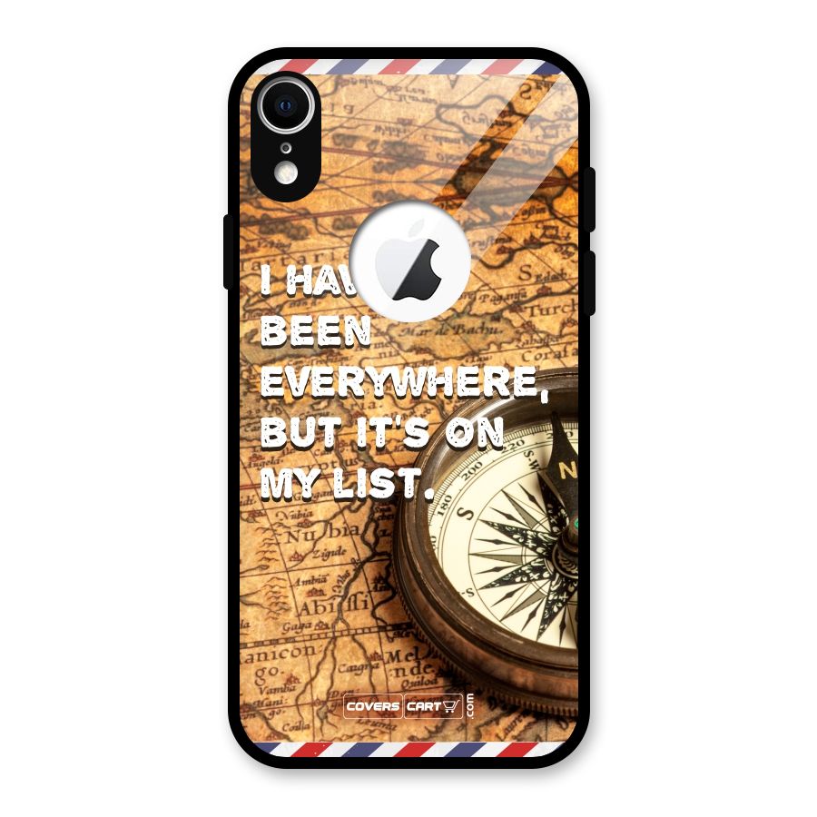 Travel Map Glass Back Case for iPhone XR Logo Cut