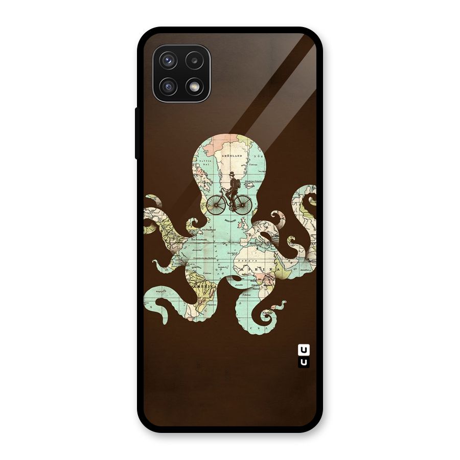 Travel Octopus Glass Back Case for Galaxy A22 5G