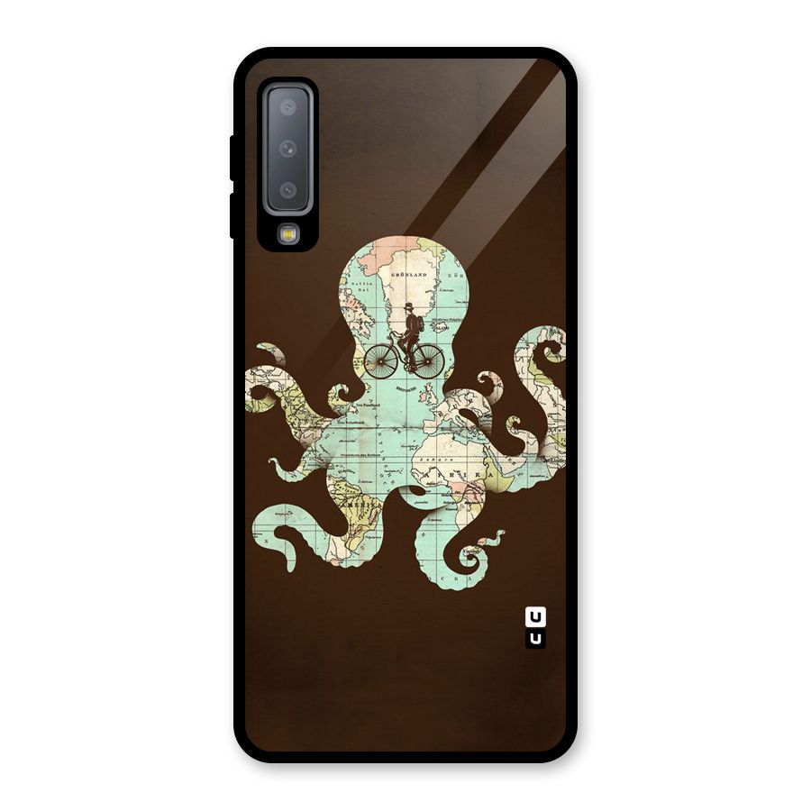 Travel Octopus Glass Back Case for Galaxy A7 (2018)