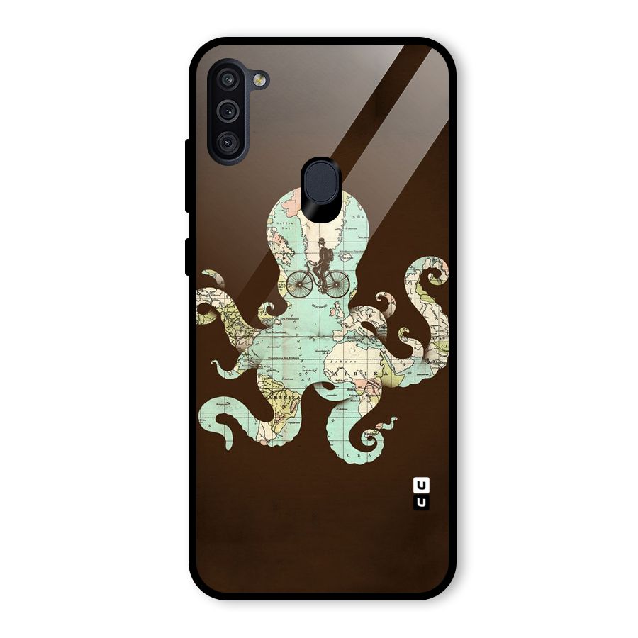 Travel Octopus Glass Back Case for Galaxy M11