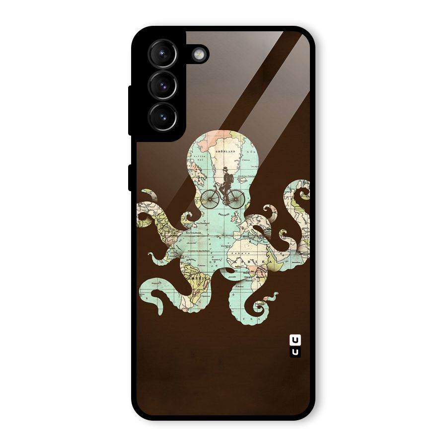 Travel Octopus Glass Back Case for Galaxy S21 Plus