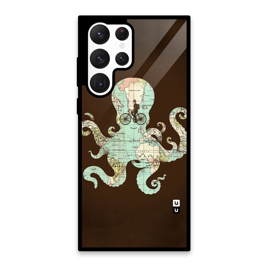 Travel Octopus Glass Back Case for Galaxy S22 Ultra 5G