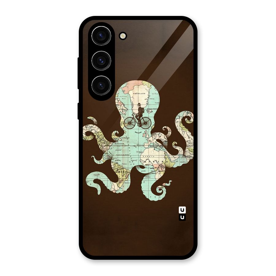 Travel Octopus Glass Back Case for Galaxy S23 Plus