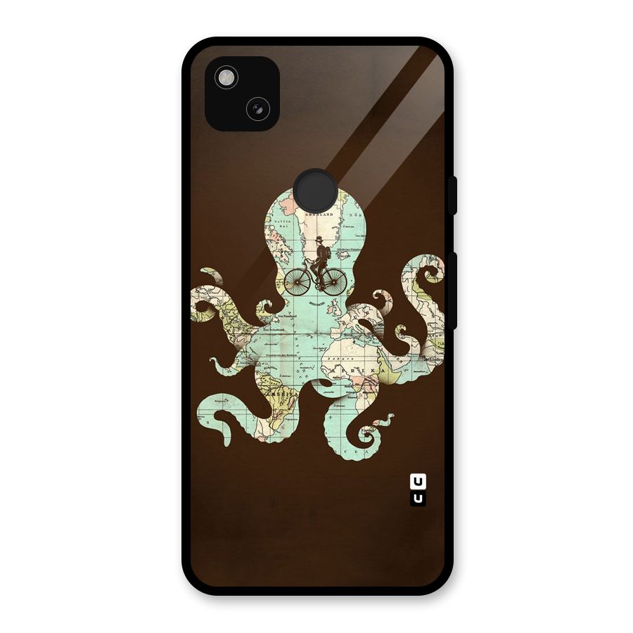Travel Octopus Glass Back Case for Google Pixel 4a