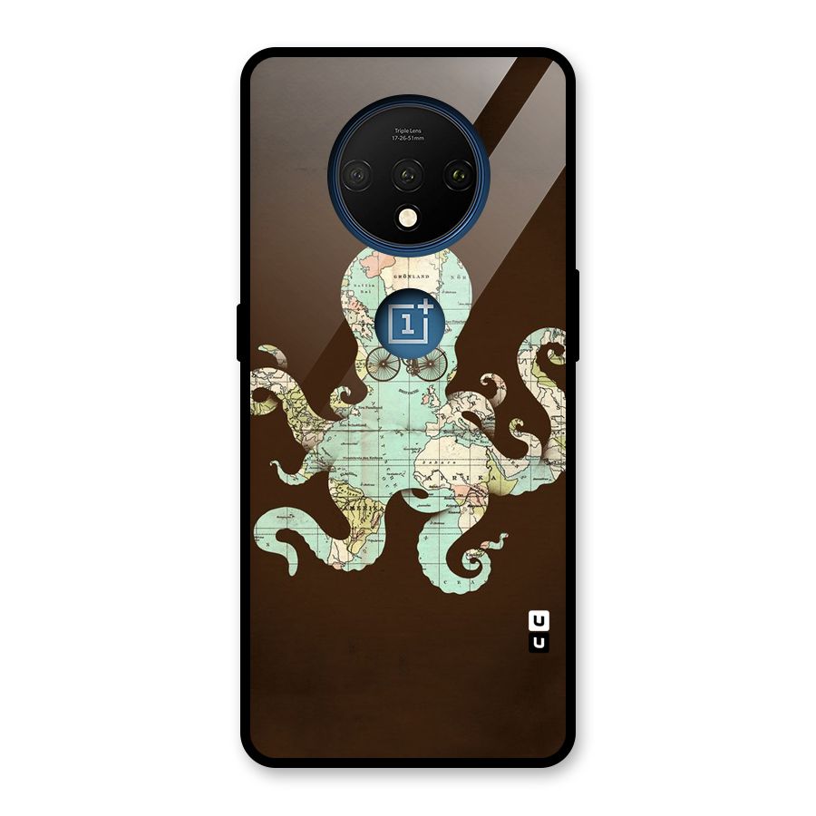 Travel Octopus Glass Back Case for OnePlus 7T