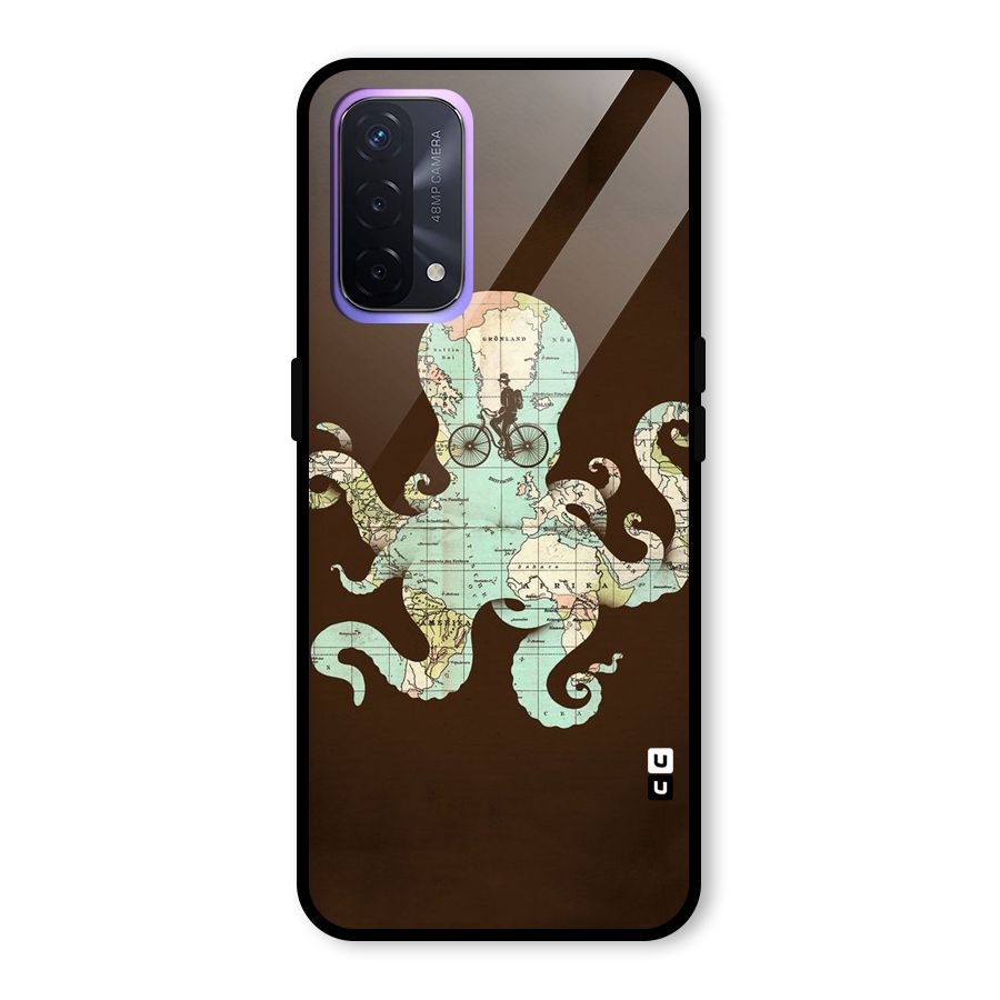 Travel Octopus Glass Back Case for Oppo A74 5G