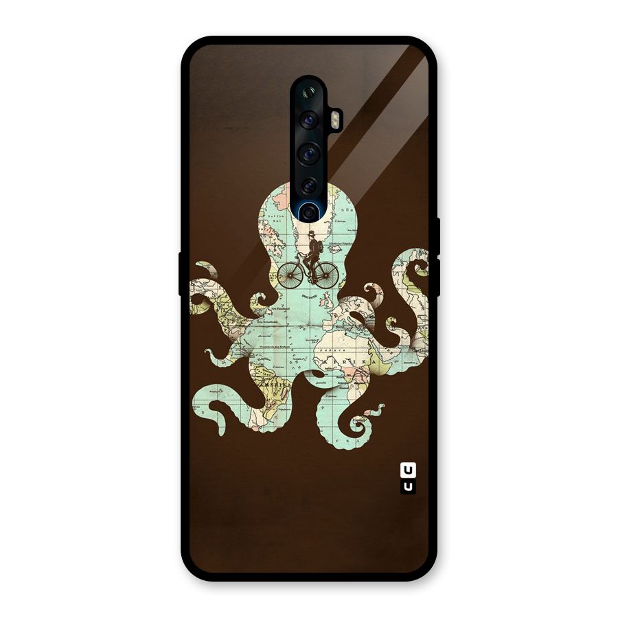 Travel Octopus Glass Back Case for Oppo Reno2 F
