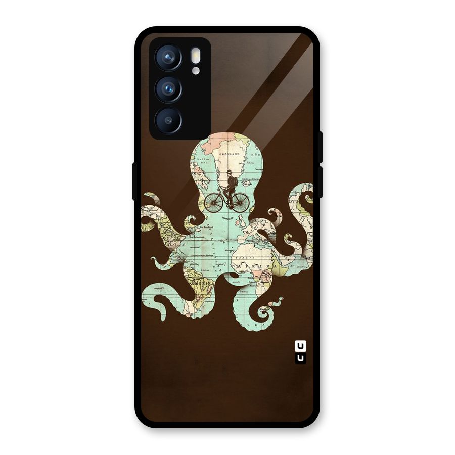 Travel Octopus Glass Back Case for Oppo Reno6 5G