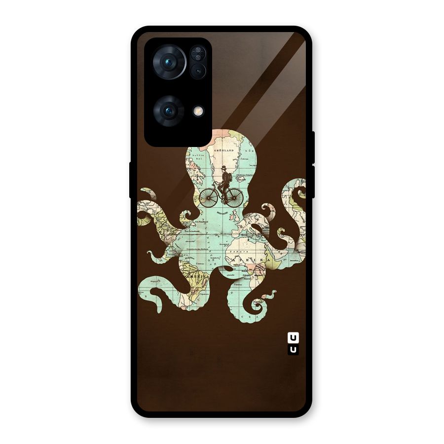 Travel Octopus Glass Back Case for Oppo Reno7 Pro 5G