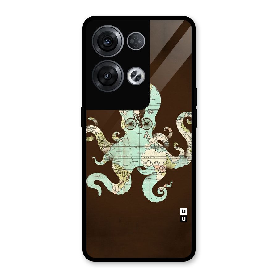 Travel Octopus Glass Back Case for Oppo Reno8 Pro 5G