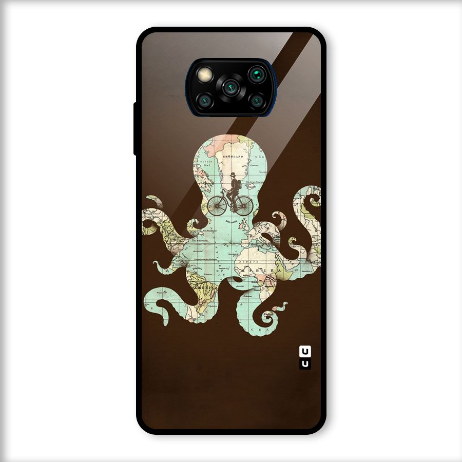 Travel Octopus Glass Back Case for Poco X3