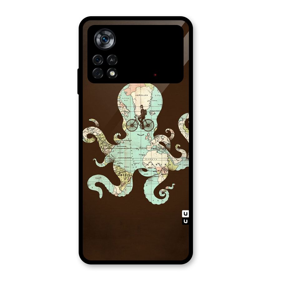 Travel Octopus Glass Back Case for Poco X4 Pro 5G