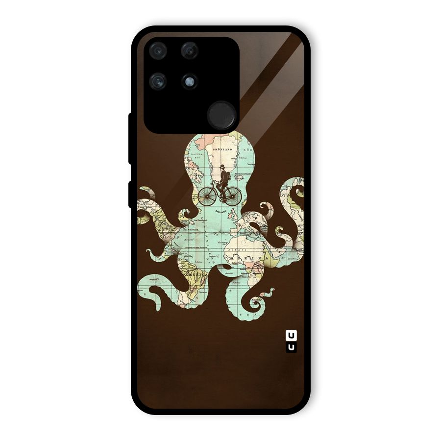 Travel Octopus Glass Back Case for Realme Narzo 50A