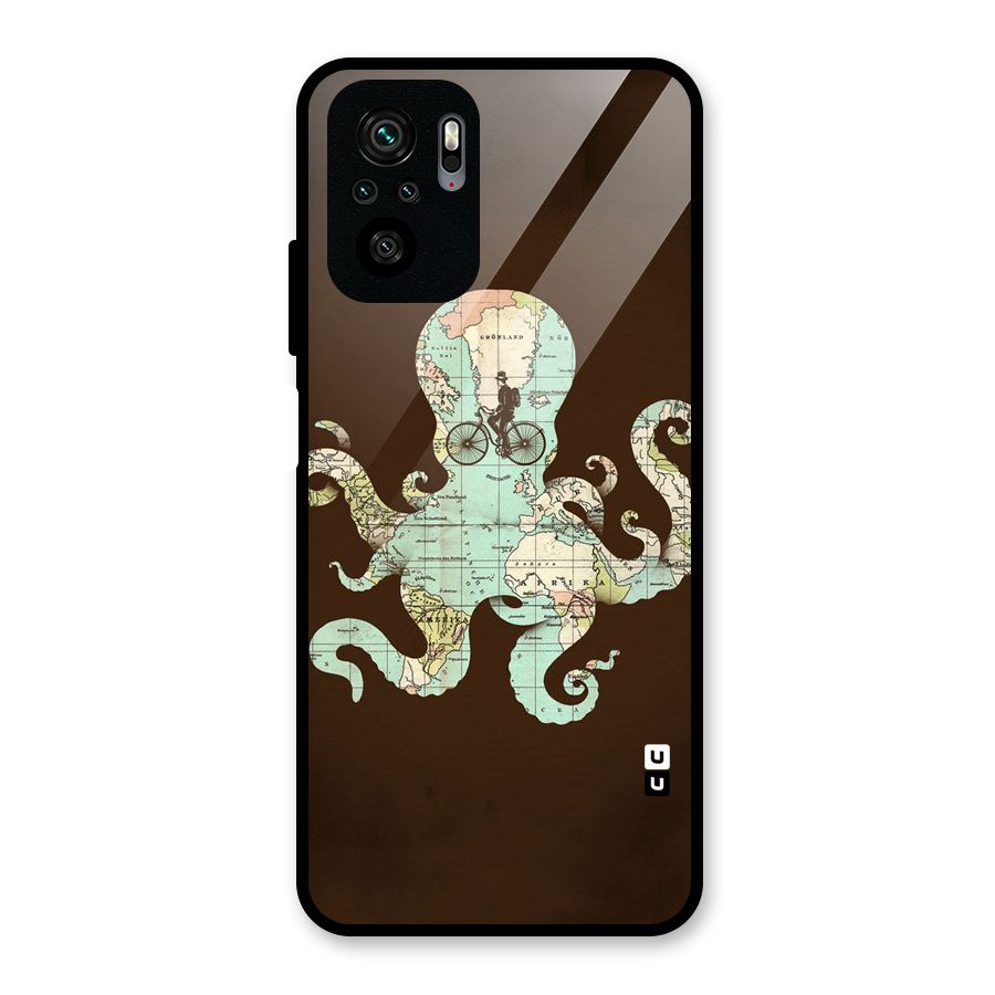 Travel Octopus Glass Back Case for Redmi Note 10S
