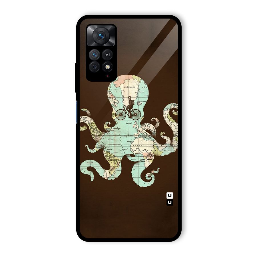 Travel Octopus Glass Back Case for Redmi Note 11 Pro
