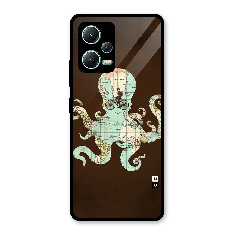 Travel Octopus Glass Back Case for Redmi Note 12 5G